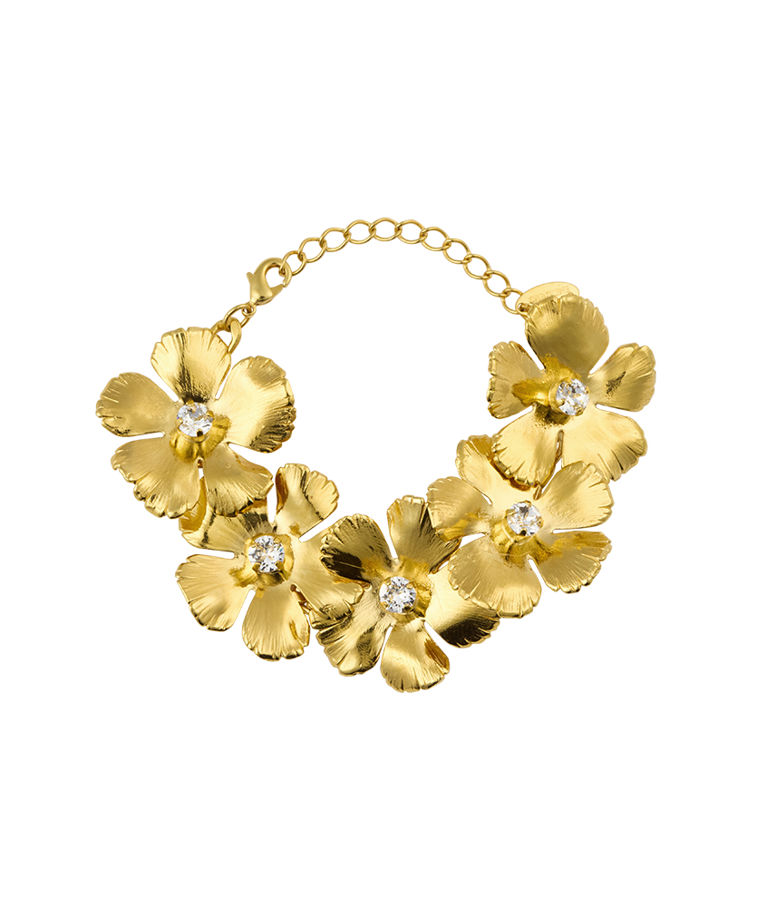 Mässingsarmband Anemone Crystal gold
