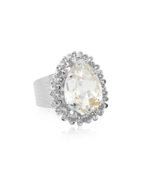 Mässingsring Classic Gemma Crystal rhodium