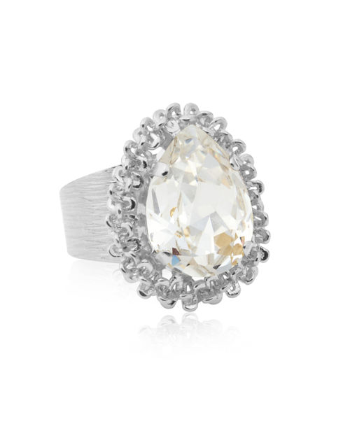 Mässingsring Classic Gemma Crystal rhodium
