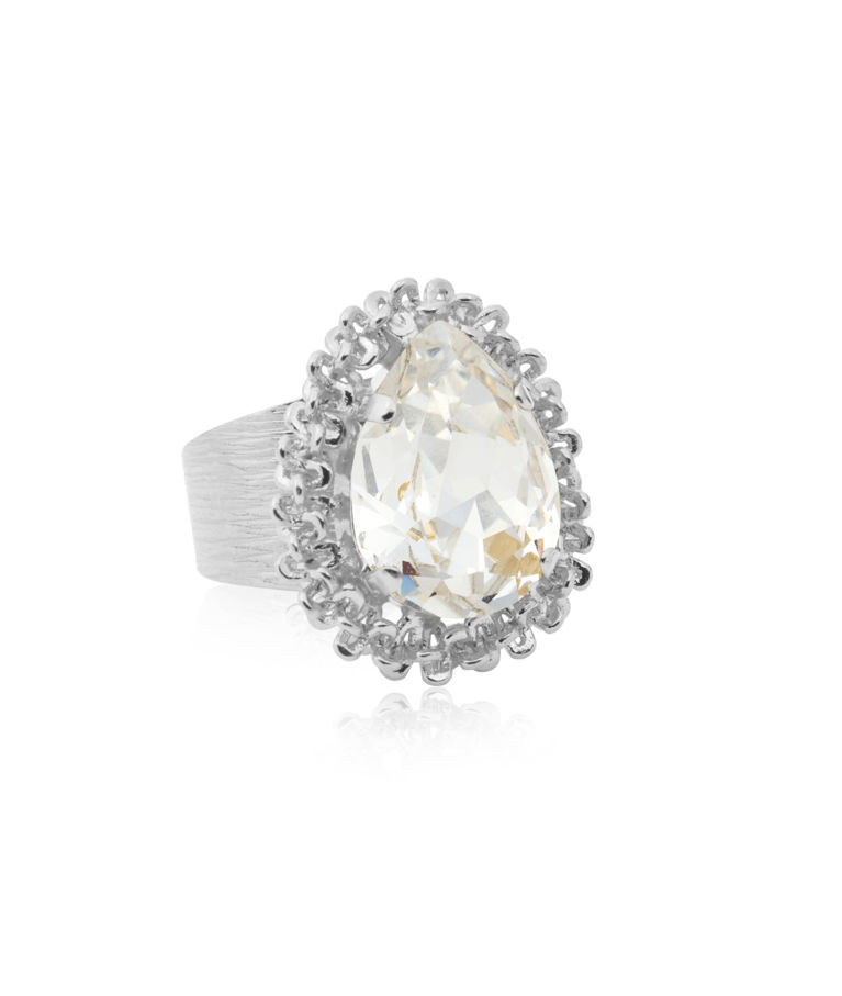 Mässingsring Classic Gemma Crystal rhodium