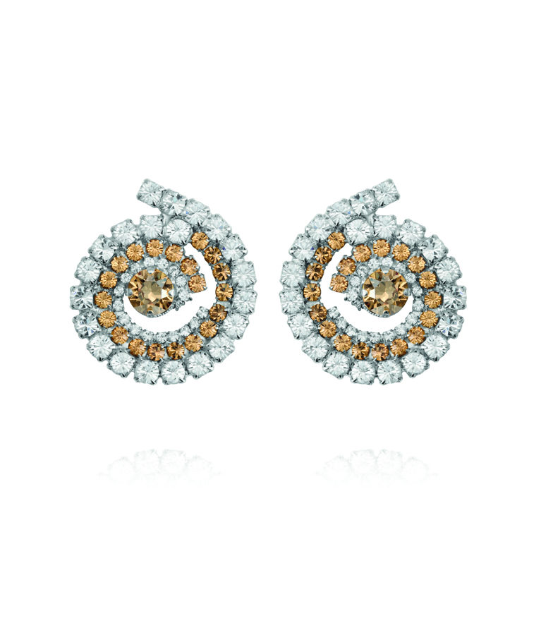 Mässingörhänge Zia Topaz Combo rhodium