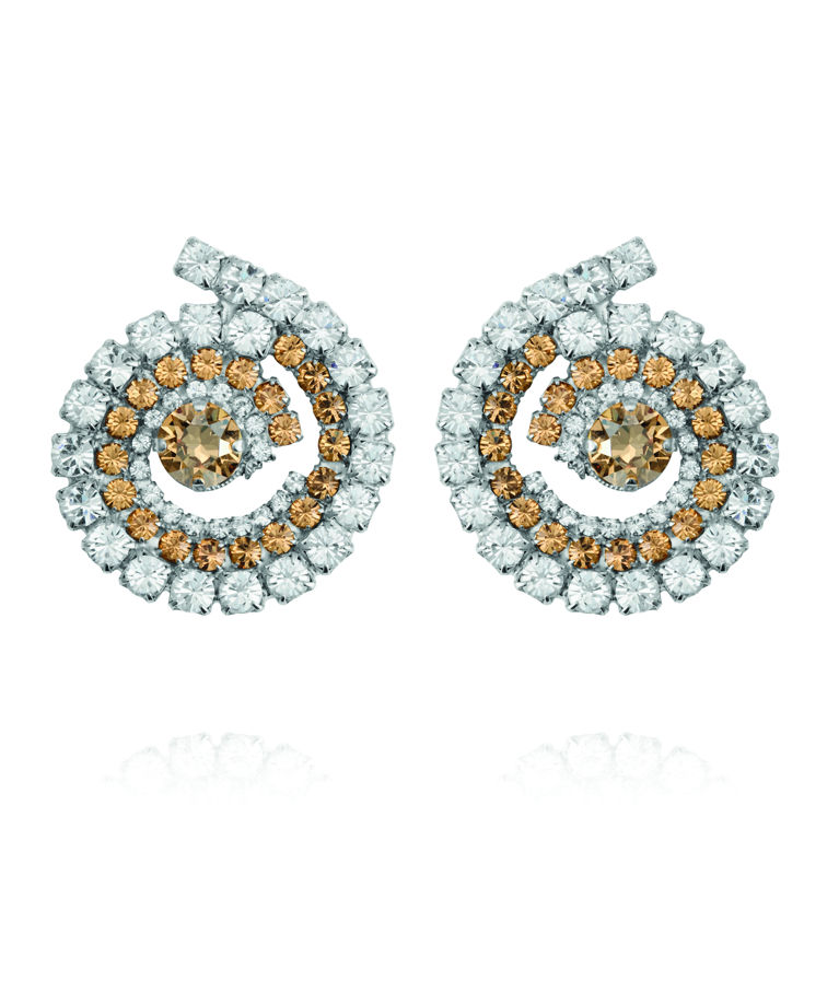 Mässingörhänge Zia Topaz Combo rhodium