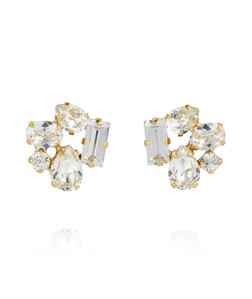 Mässingörhänge Noelle Stud Gold Crystal