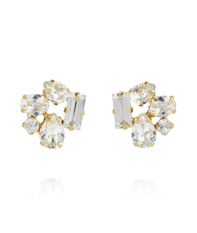 Mässingörhänge Noelle Stud Gold Crystal