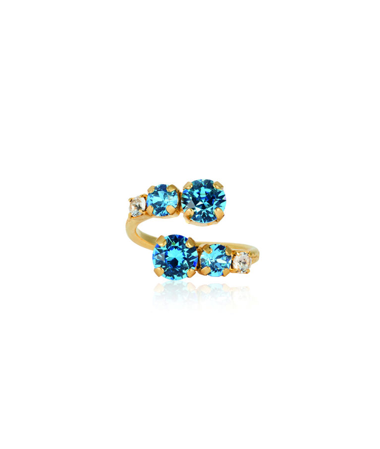 Mässingring Halo Recreated Iceblue Gold
