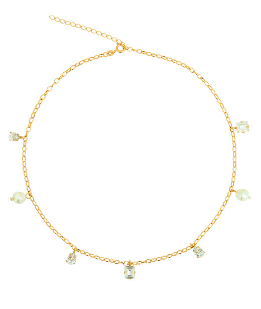 Mässinghalsband Lumina Pearl/Crystal Gold