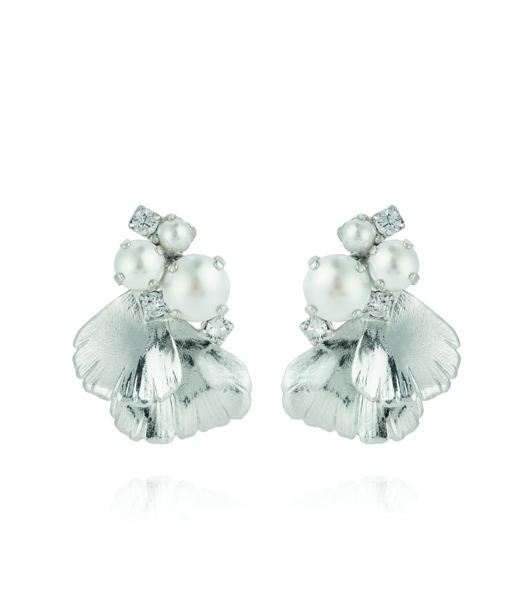 Mässingörhänge Lumi Pearl/Crystal