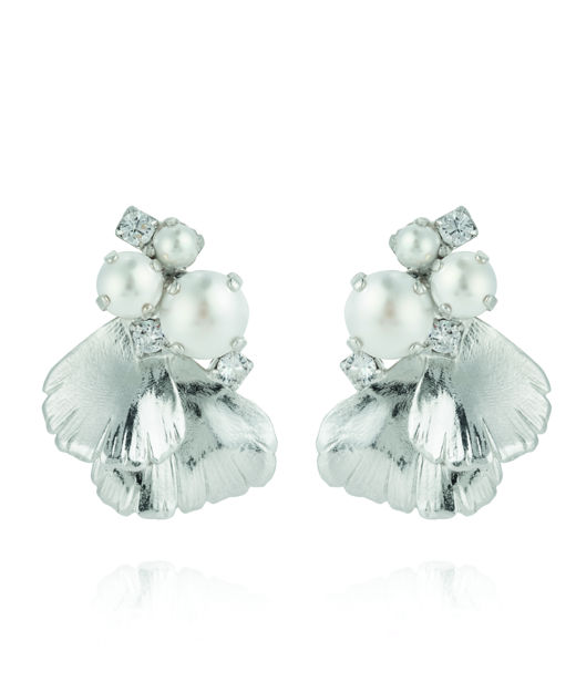 Mässingörhänge Lumi Pearl/Crystal