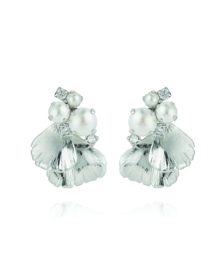 Mässingörhänge Lumi Pearl/Crystal