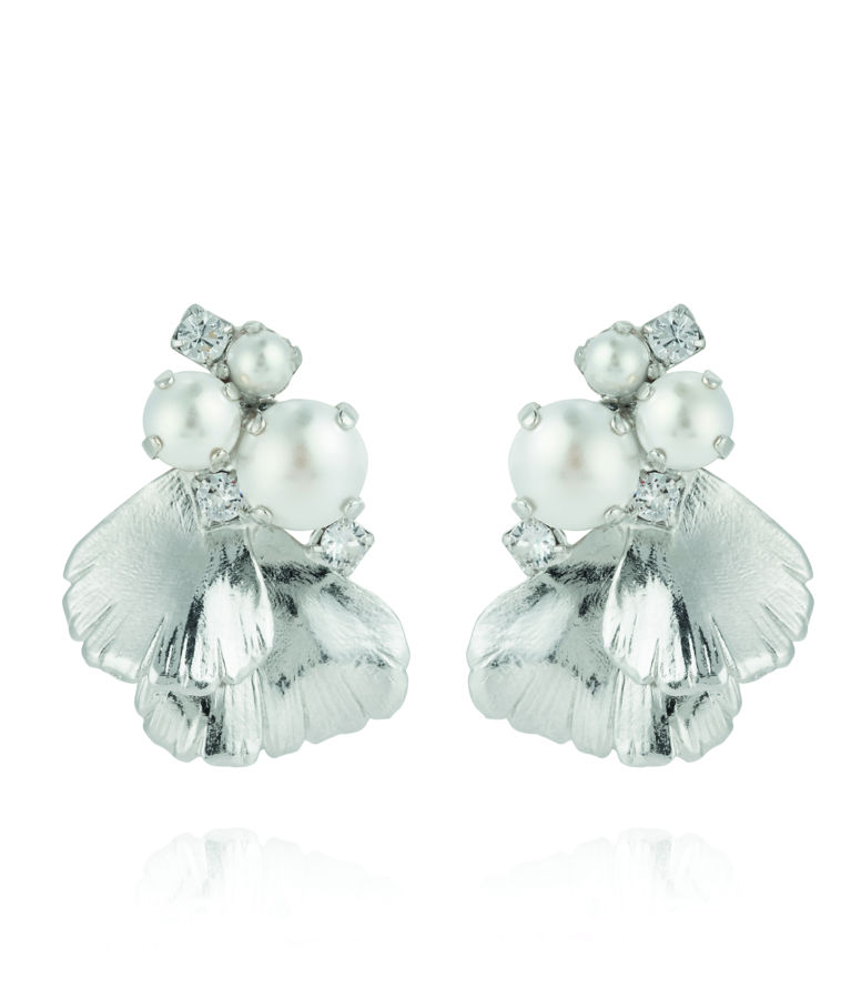 Mässingörhänge Lumi Pearl/Crystal