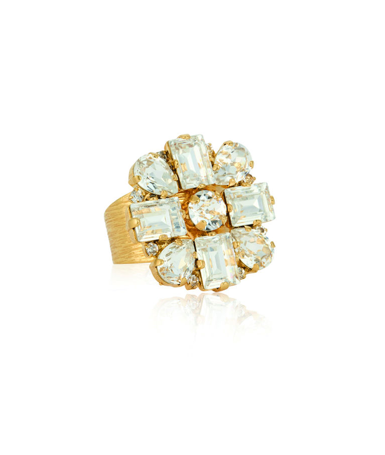 Mässingsring DIORA STATEMENT CRYSTAL Gold