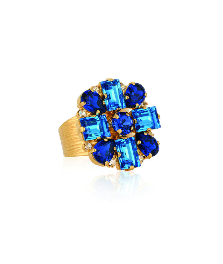 Mässingsring DIORA STATEMENT RECREATED BLUE COMBO Gold