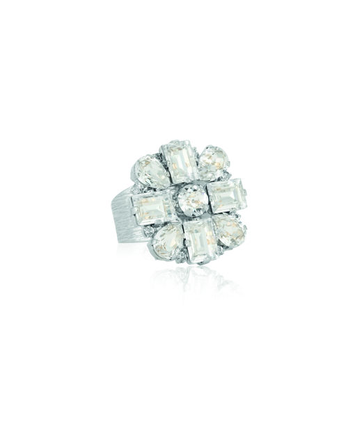 Mässingsring DIORA STATEMENT CRYSTAL Rhodium