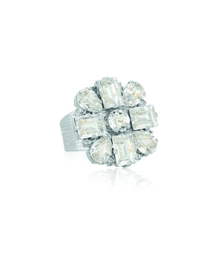 Mässingsring DIORA STATEMENT CRYSTAL Rhodium