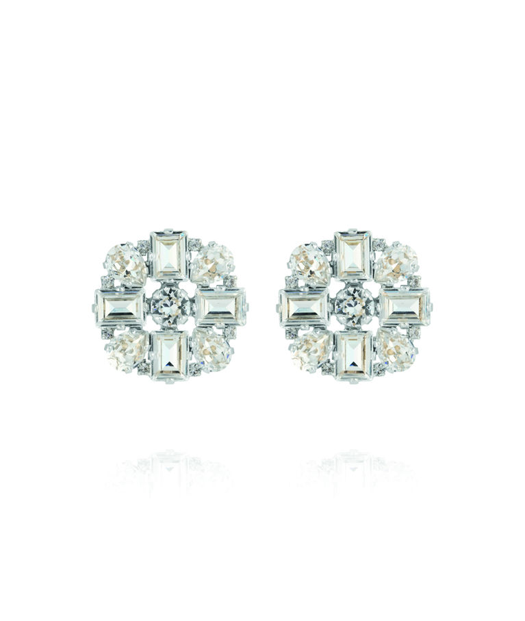 Mässingsörhänge DIORA STATEMENT CRYSTAL Rhodium
