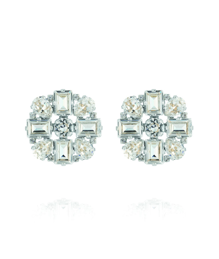 Mässingsörhänge DIORA STATEMENT CRYSTAL Rhodium