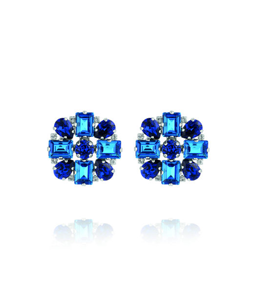 Mässingsörhänge DIORA STATEMENT RECREATED BLUE COMBO Rhodium