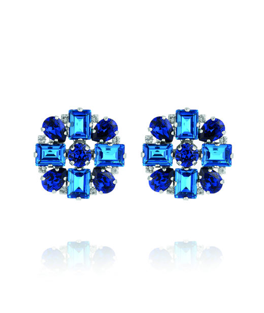 Mässingsörhänge DIORA STATEMENT RECREATED BLUE COMBO Rhodium