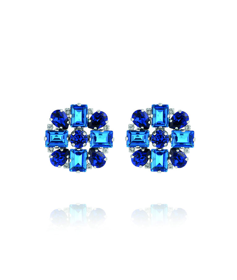 Mässingsörhänge DIORA STATEMENT RECREATED BLUE COMBO Rhodium