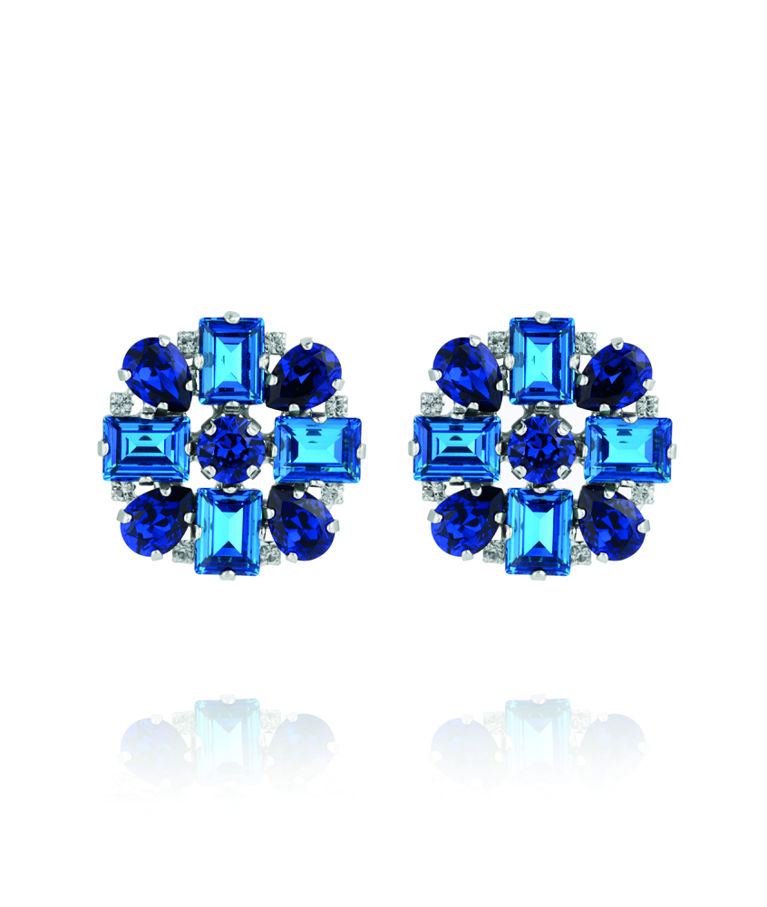 Mässingsörhänge DIORA STATEMENT RECREATED BLUE COMBO Rhodium