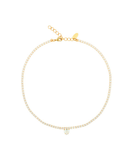 Mässinghalsband Love Edit Crystal Gold