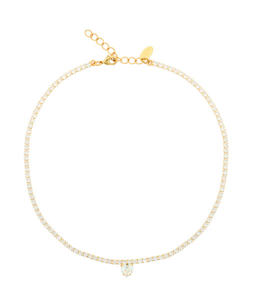 Mässinghalsband Love Edit Crystal Gold