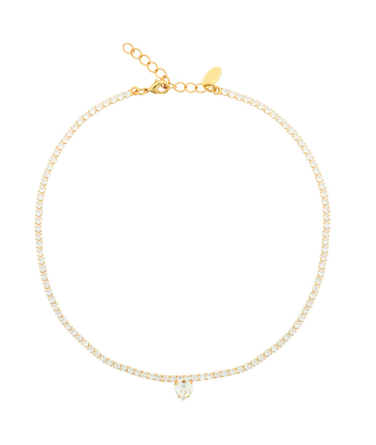Mässinghalsband Love Edit Crystal Gold