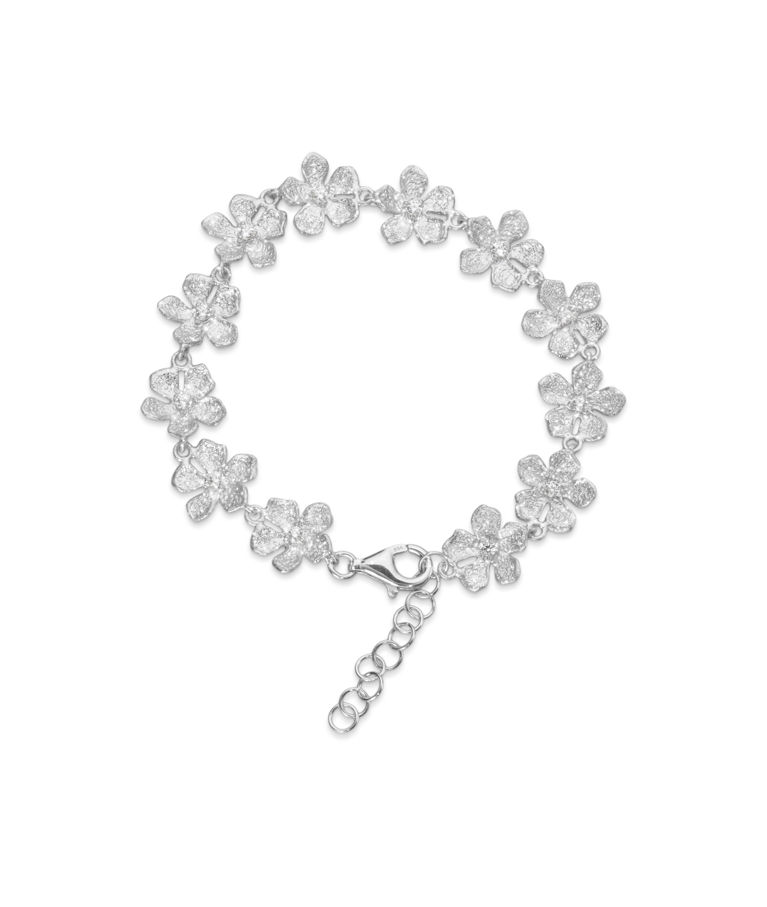 Silverarmband Flower rhod