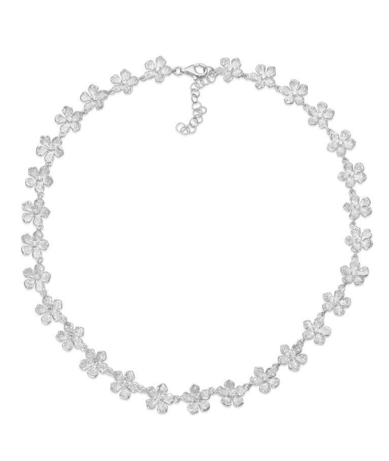 Silverhalsband Flower rhod