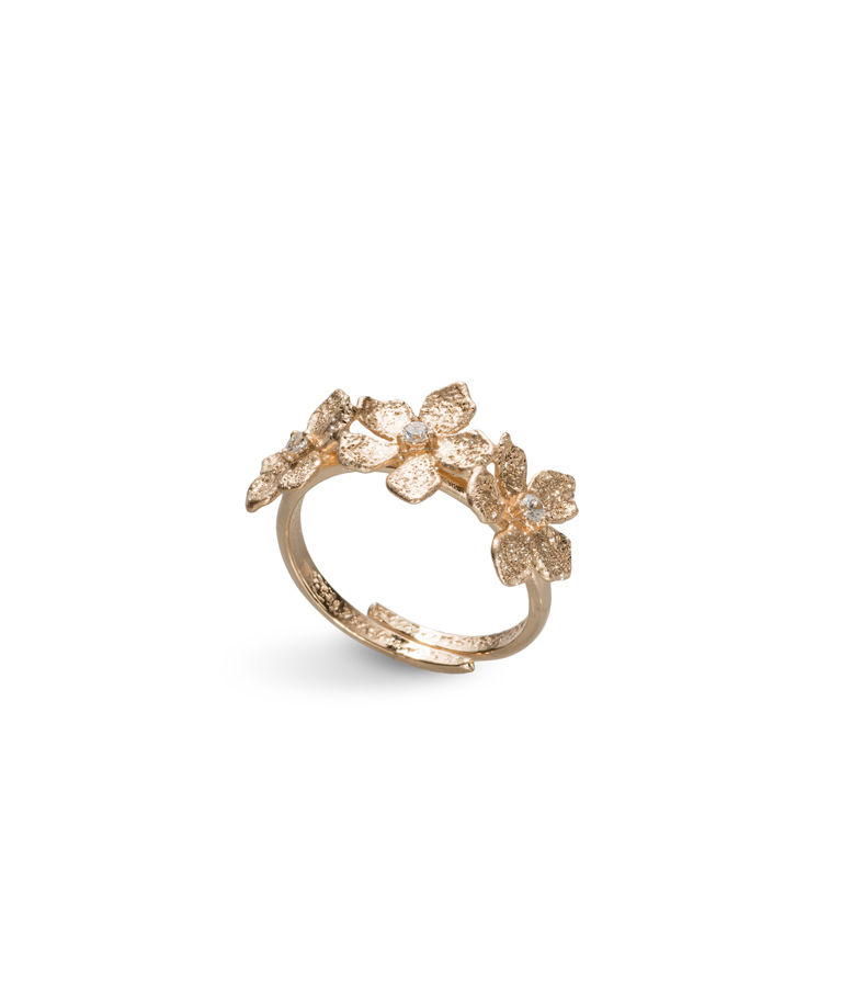 Silverring Three Flowers justerbar fg