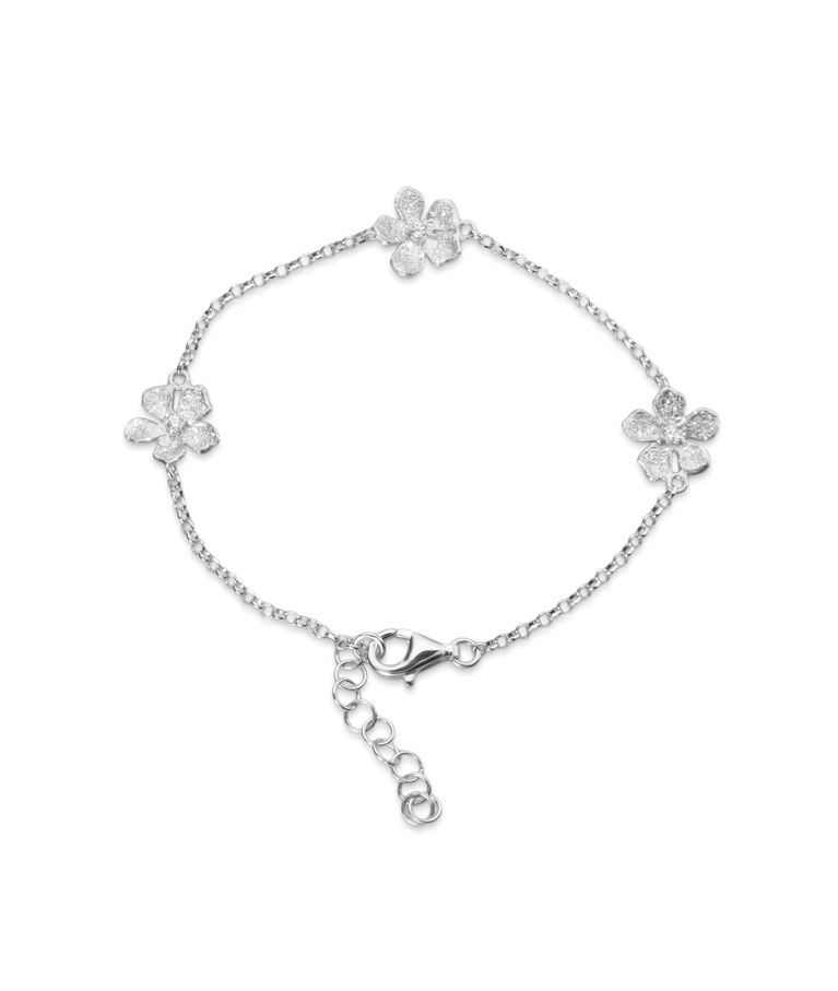 Silverarmband Flowers rhod