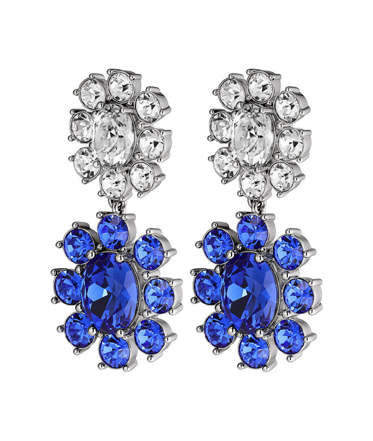 Mässingörhänge Lina Sapphire/Crystal