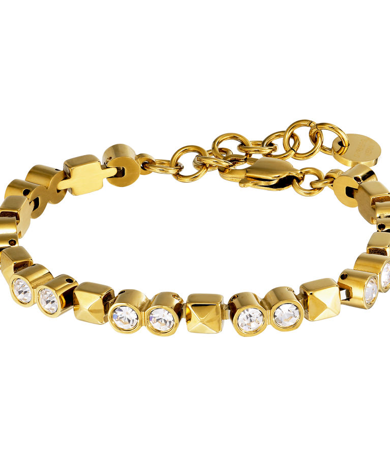 Stålarmband Rockstud Crystal Gold