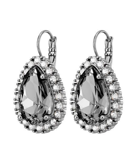 Mässingörhänge Fiora Grey Crystal
