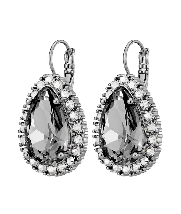 Mässingörhänge Fiora Grey Crystal