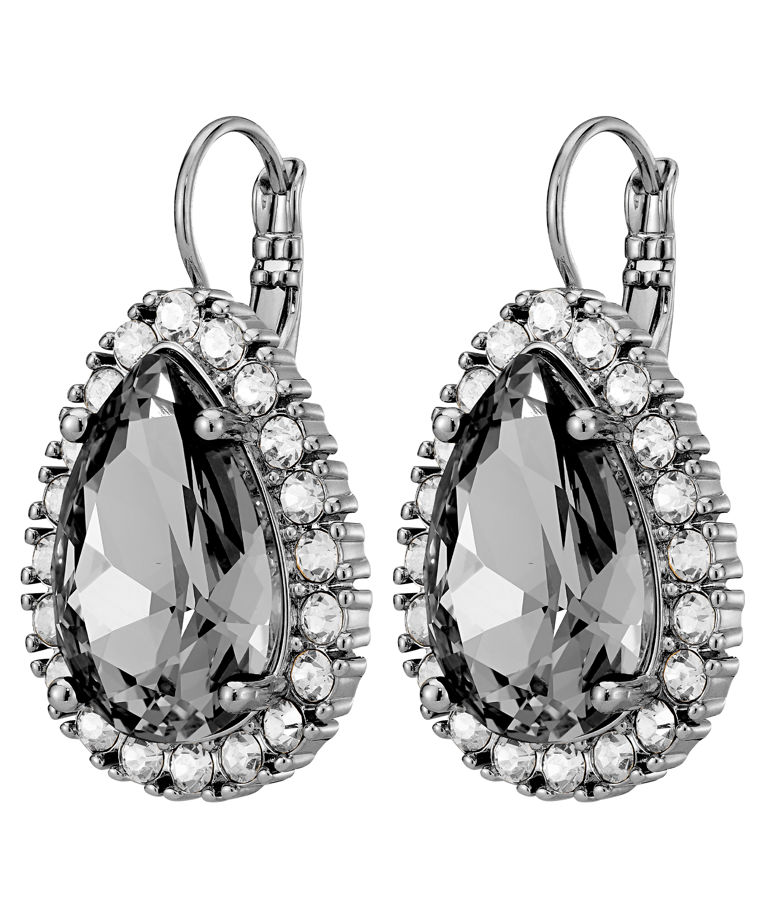 Mässingörhänge Fiora Grey Crystal