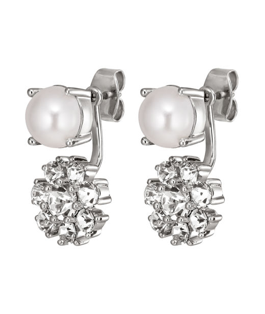 Mässingörhänge Floss Crystal / White Pearl