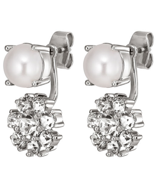 Mässingörhänge Floss Crystal / White Pearl