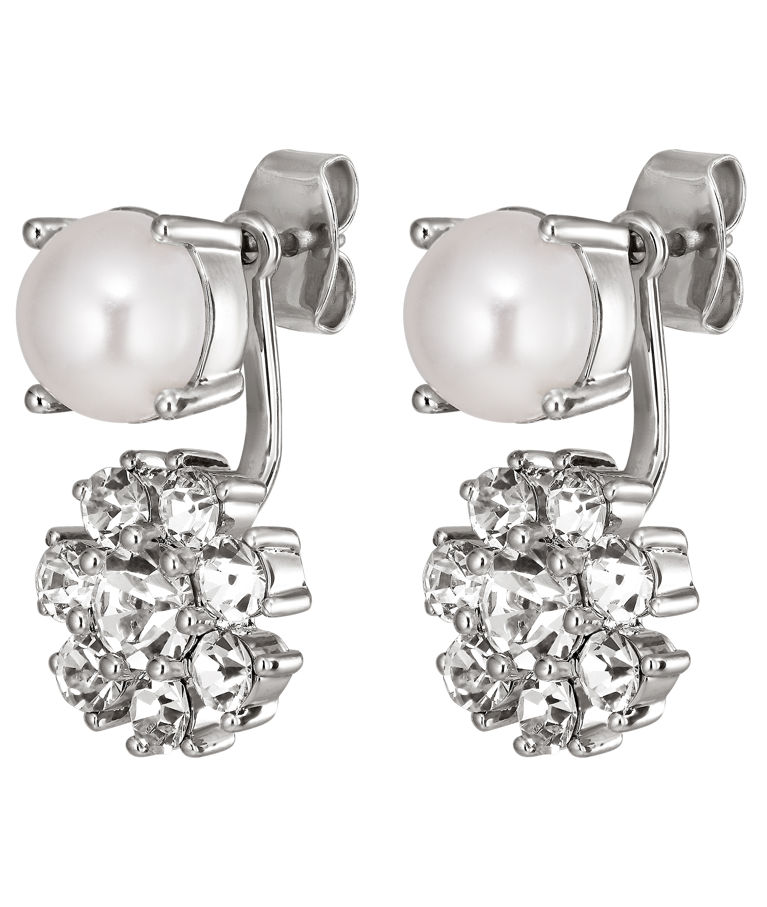 Mässingörhänge Floss Crystal / White Pearl