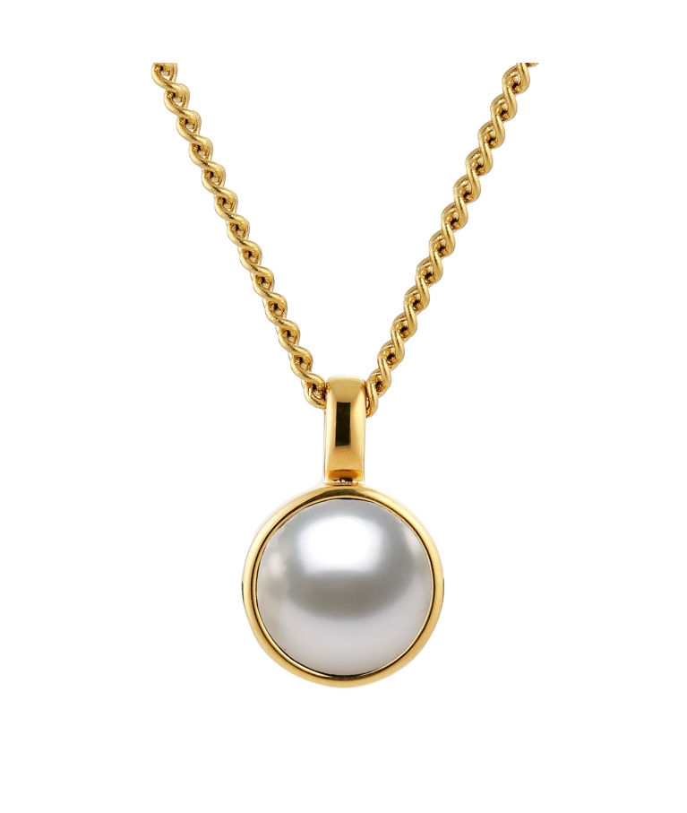 Mässinghalsband Ette White Pearl gold