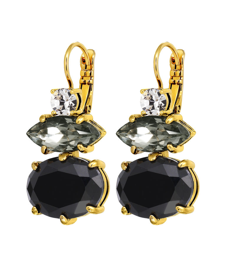 Mässingsörhänge Parsana Black Grey Gold
