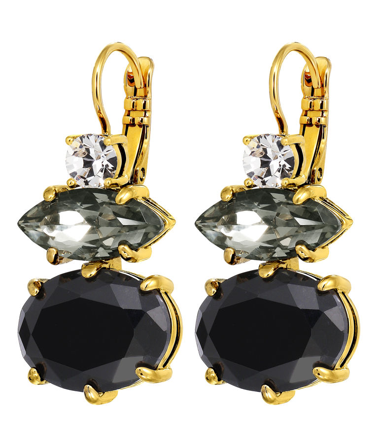 Mässingsörhänge Parsana Black Grey Gold