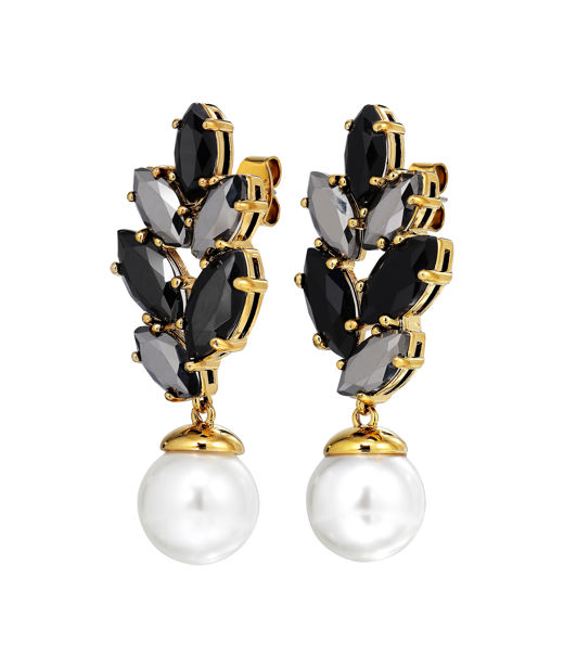 Mässingsörhänge Balete Black White Pearl Gold