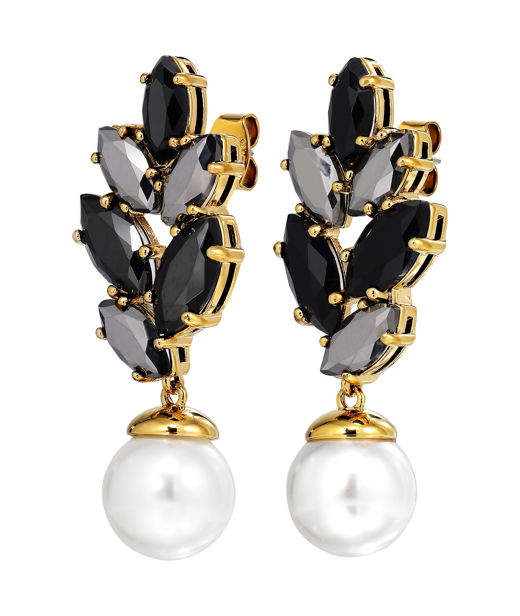 Mässingsörhänge Balete Black White Pearl Gold