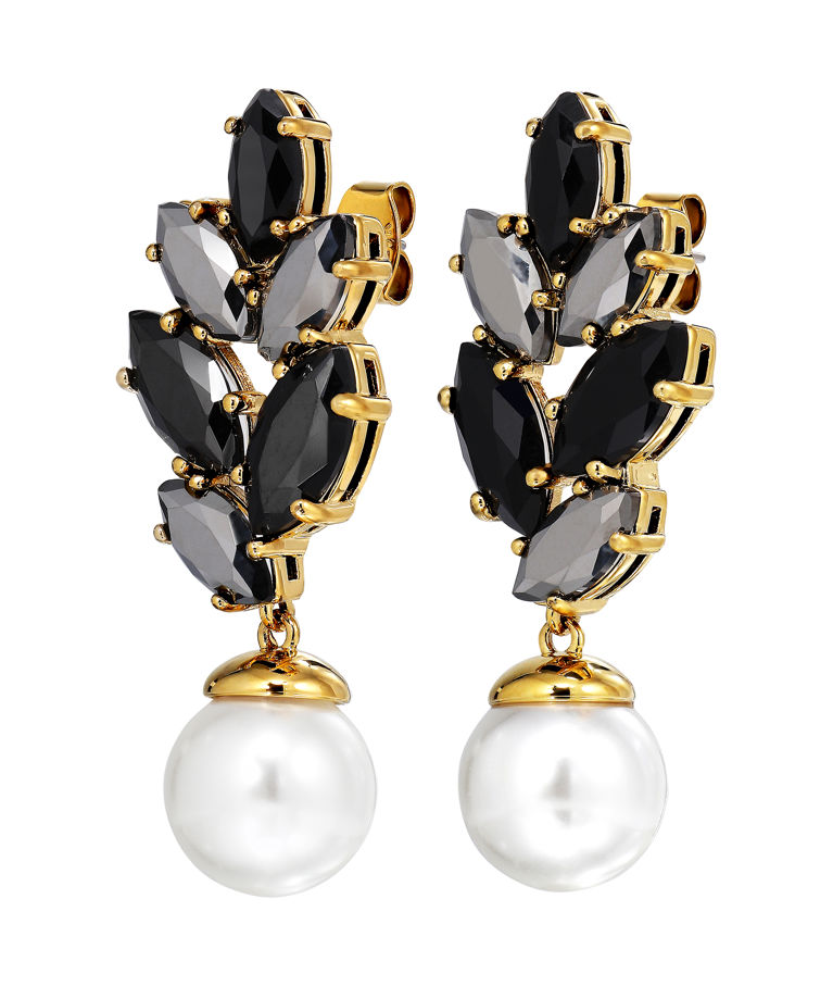 Mässingsörhänge Balete Black White Pearl Gold