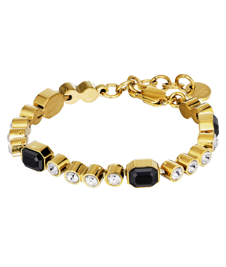 Stålarmband Grivna Black Crystal Gold