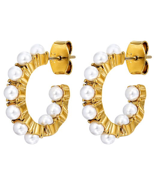 Mässingsörhänge Raquel White Pearl Gold