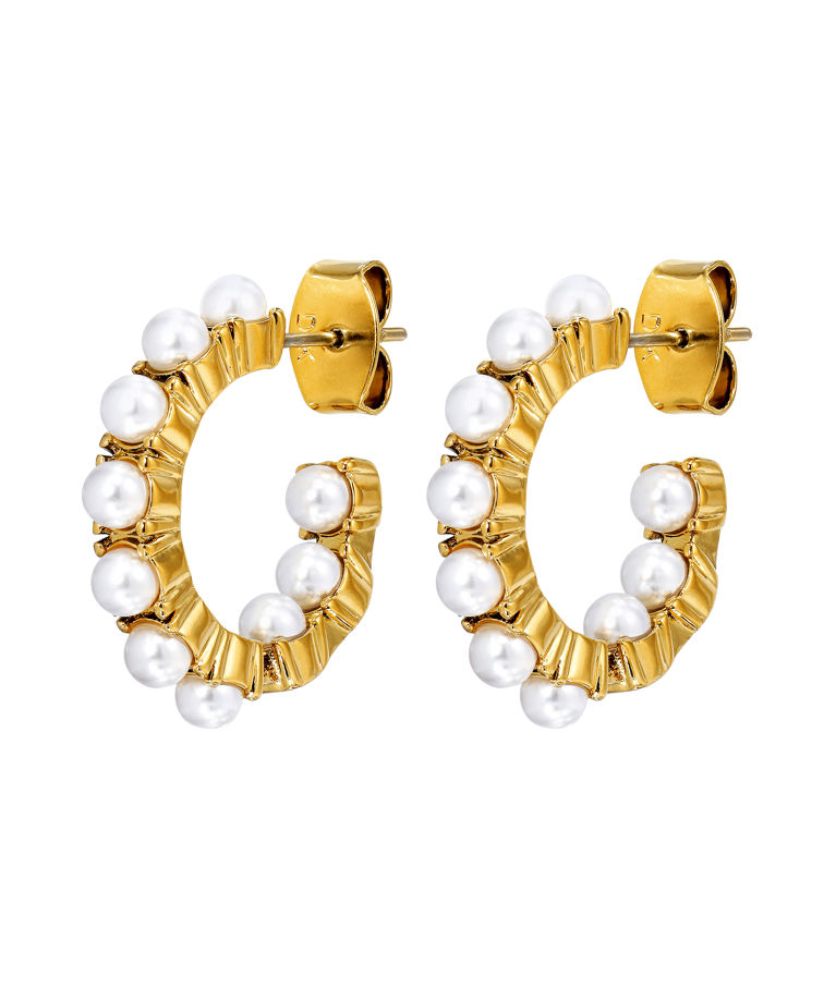 Mässingsörhänge Raquel White Pearl Gold