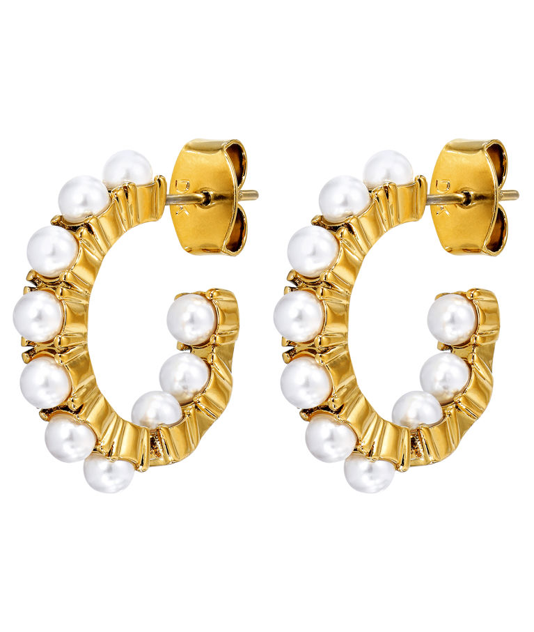 Mässingsörhänge Raquel White Pearl Gold