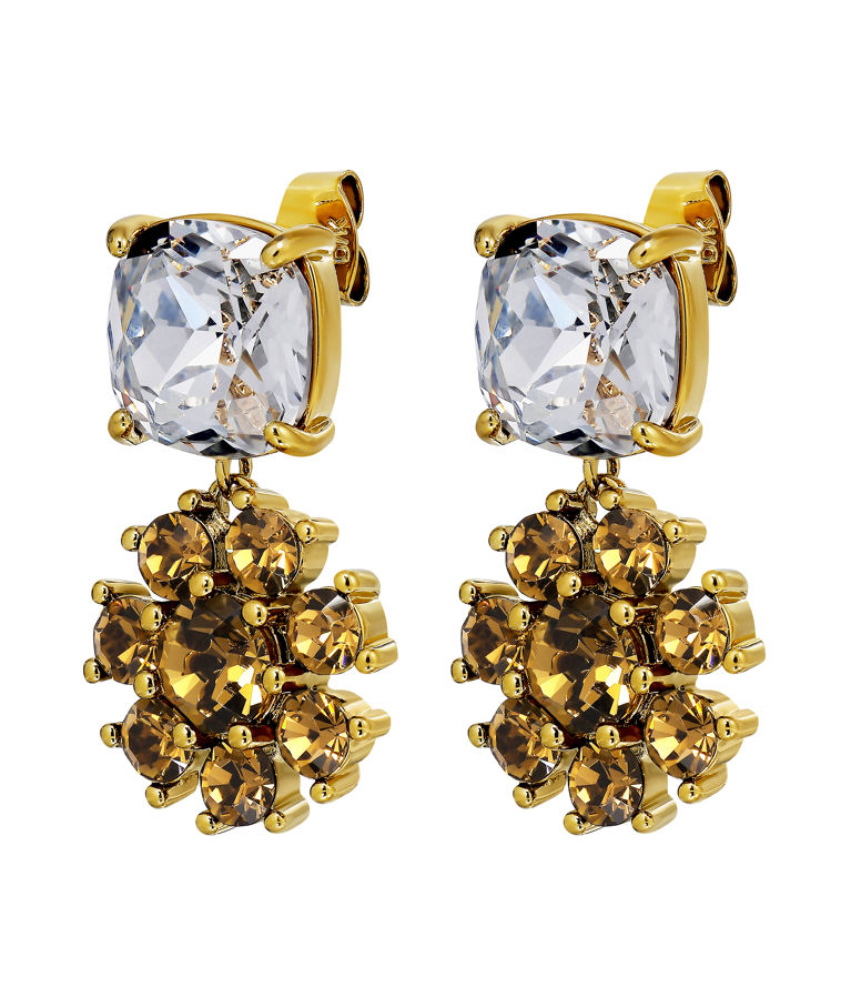 Mässingsörhänge Poppy Brown Crystal Gold